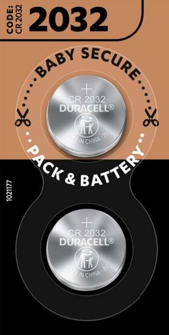 Duracell Lithium Coin Battery 3V - 2 Pack - CR2032 (OEM Packaging)(New) - Duracell 50G