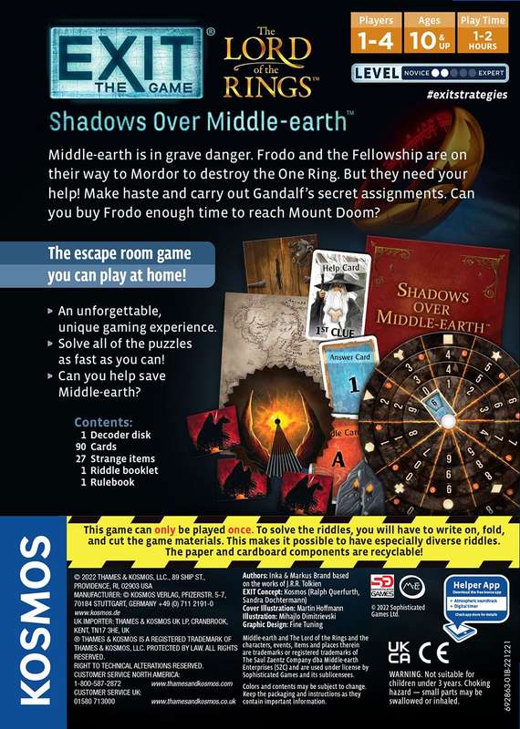 EXIT: The Game - The Lord of the Rings: Shadows Over Middle-Earth (New) - Kosmos 400G