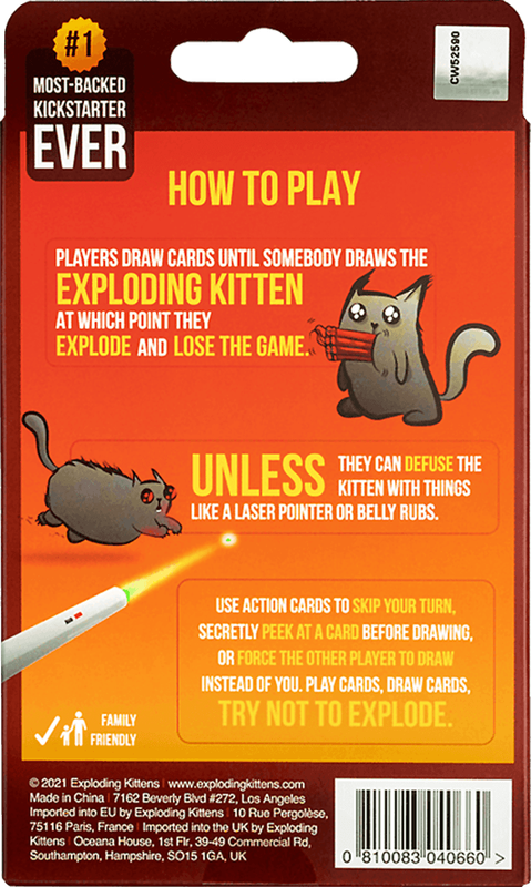 Exploding Kittens - 2 Player Edition (New) - The Oatmeal 150G