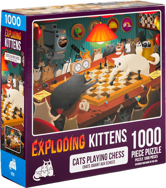 Exploding Kittens: Cats Playing Chess - 1000 Piece Puzzle (New) - The Oatmeal 1000G