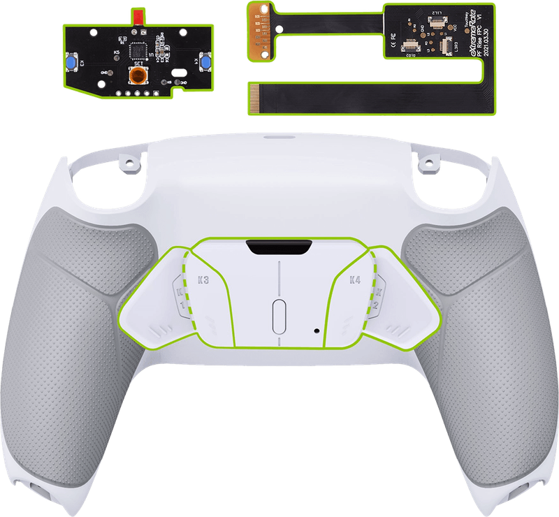 eXtremeRate RISE4 Remap Kit for PS5 Controller BDM-010/020 - White + Rubberized Gray (PS5)(New) -