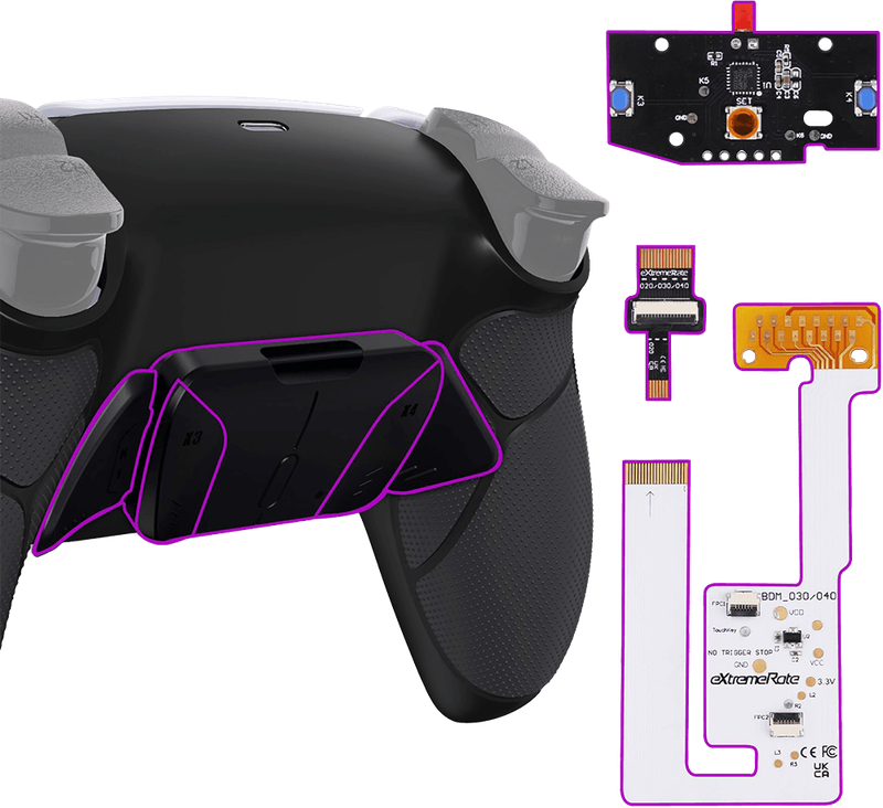 eXtremeRate RISE4 V3 Remap Kit for PS5 Controller BDM-030/040/050 - Black + Rubberized Black