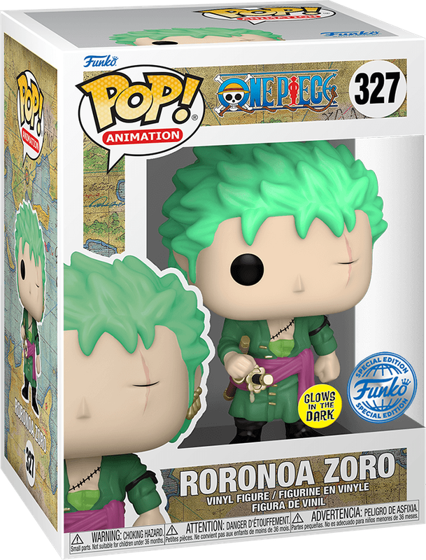 Funko Pop! Animation 327: One Piece - Roronoa Zoro Vinyl Figure (Glow in the Dark)(New) - Funko 440G