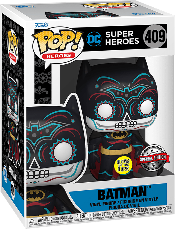 Funko Pop! Heroes 409: DC Super Heroes - Batman Vinyl Figure (Dia De Los DC)(Glow in the Dark)(New)