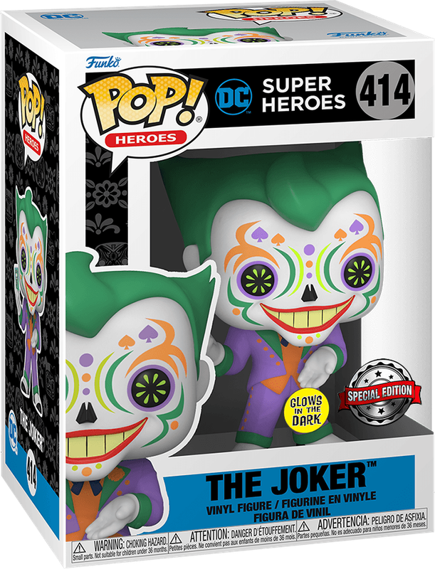 Funko Pop! Heroes 414: DC Super Heroes - The Joker Vinyl Figure (Dia De Los DC)(Glow in the