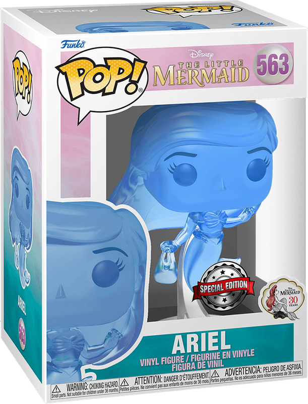 Funko Pop! Disney 563: The Little Mermaid - Ariel with Bag Vinyl Figure (Clear Blue)(New) - Funko
