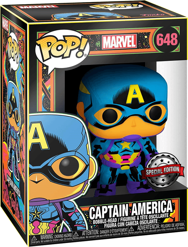 Funko Pop! Marvel 648: Black Light - Captain America Vinyl Bobble-Head (New) - Funko 440G