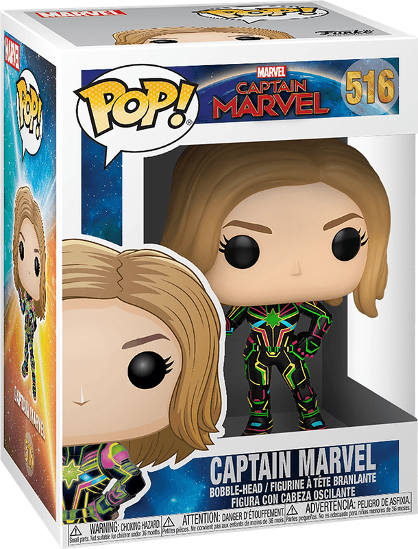 Funko Pop! Marvel 516: Captain Marvel - Captain Marvel Vinyl Bobble-Head (Neon Suit)(New) - Funko