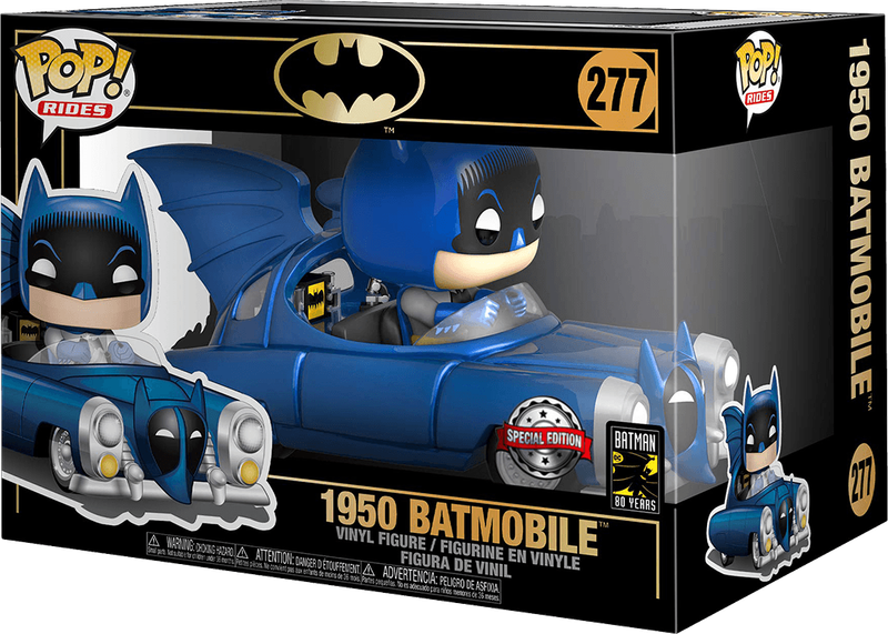 Funko Pop! Rides 277: Batman 80 Years - 1950 Batmobile Vinyl Figure (Blue Metallic)(New) - Funko