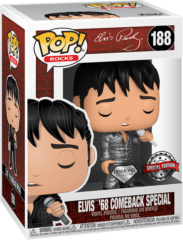 Funko Pop! Rocks 188: Elvis Presley - Elvis '68 Comeback Special Vinyl Figure (Diamond