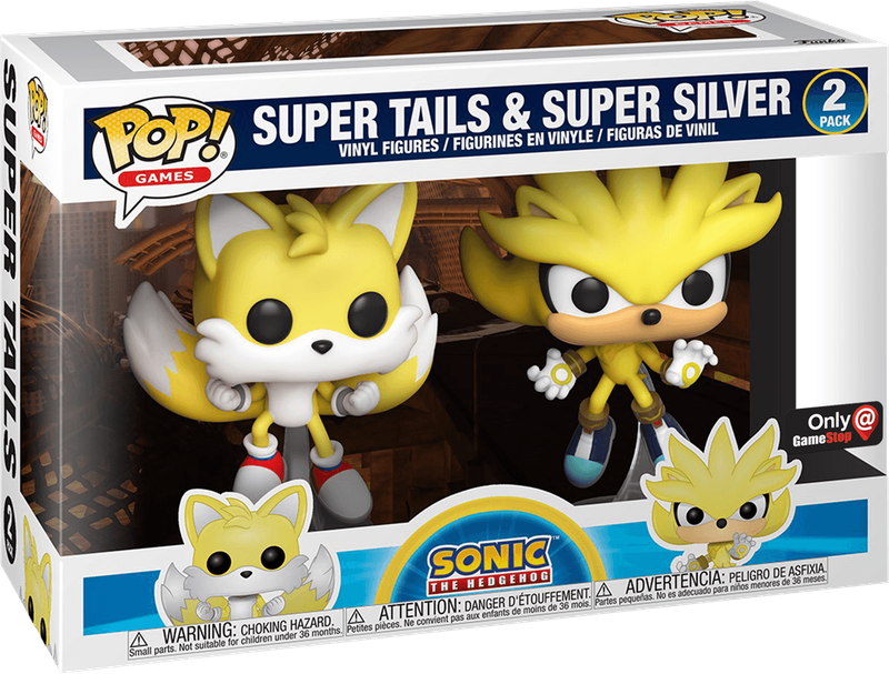 Funko Pop! Games 2 Pack: Sonic the Hedgehog - Super Tails & Super Silver Vinyl Figure (New) - Funko