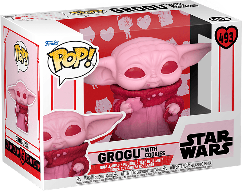 Funko Pop! Star Wars 493: The Mandalorian - Grogu with Cookies Vinyl Bobble-Head (Valentines)(New)