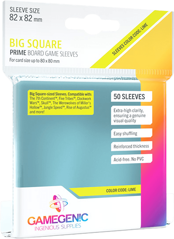 Prime Board Game Sleeves: Big Square - 50 Pack (New) - Gamegenic 60G