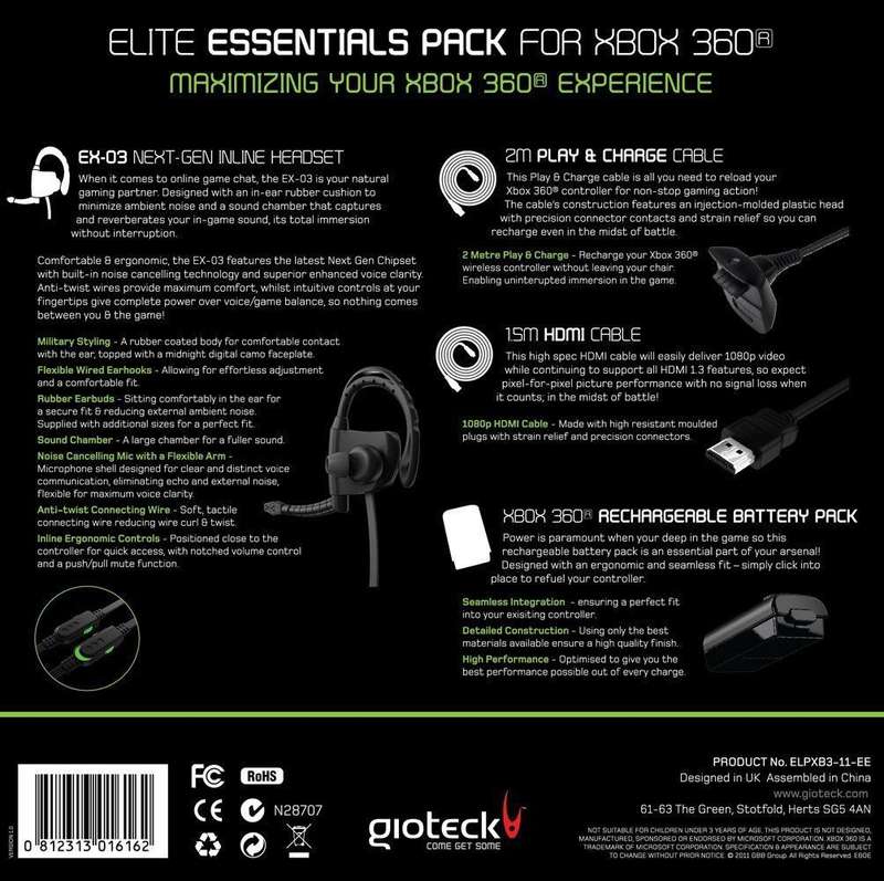 Gioteck EX-03 Gioteck Elite Essentials Pack (Xbox 360)(New) - Gioteck 350G