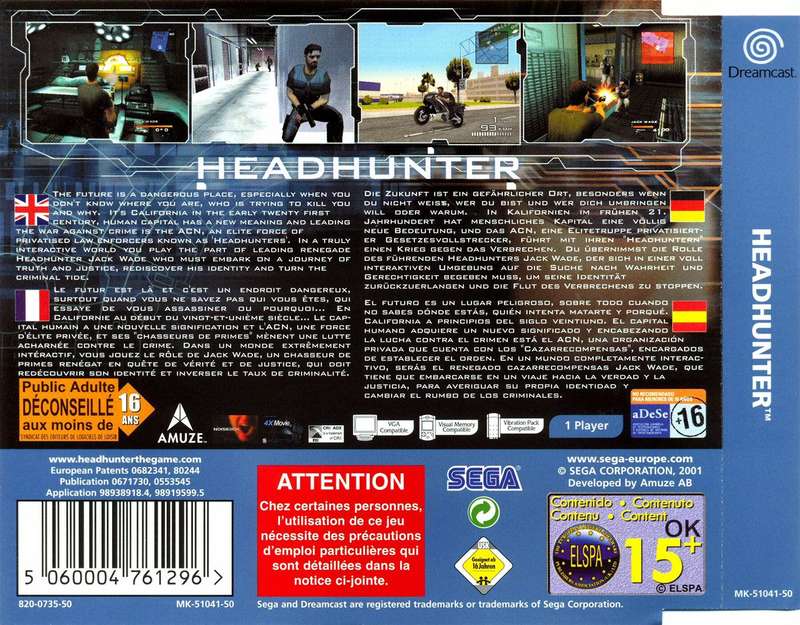 Headhunter [Grade B+](Dreamcast)(Pwned) - SEGA 250G
