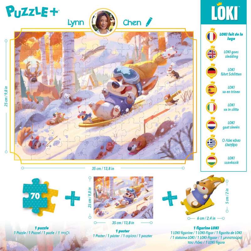 LOKI Goes Sledding - 70 Piece Puzzle+ (New) - Iello 750G