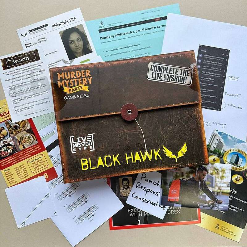 Murder Mystery Party: Case Files - Mission Black Hawk (New) - University Games 850G