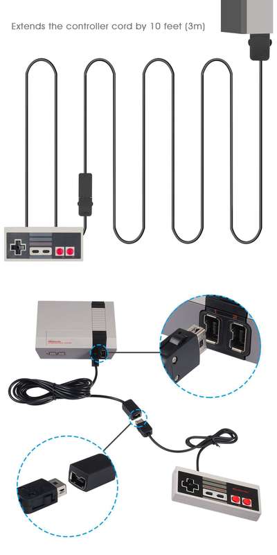 Nintendo Classic Mini Controller 3m Extension Cable - Generic (NES / SNES / Wii / Wii U)(New) -