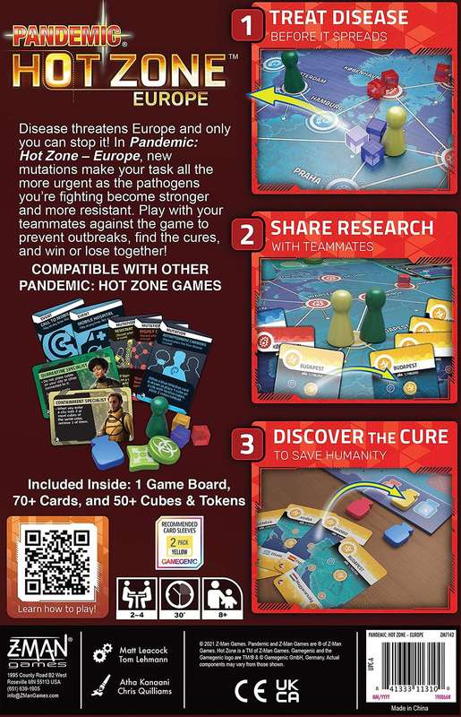 Pandemic: Hot Zone - Europe (New) - Z-Man Games 650G