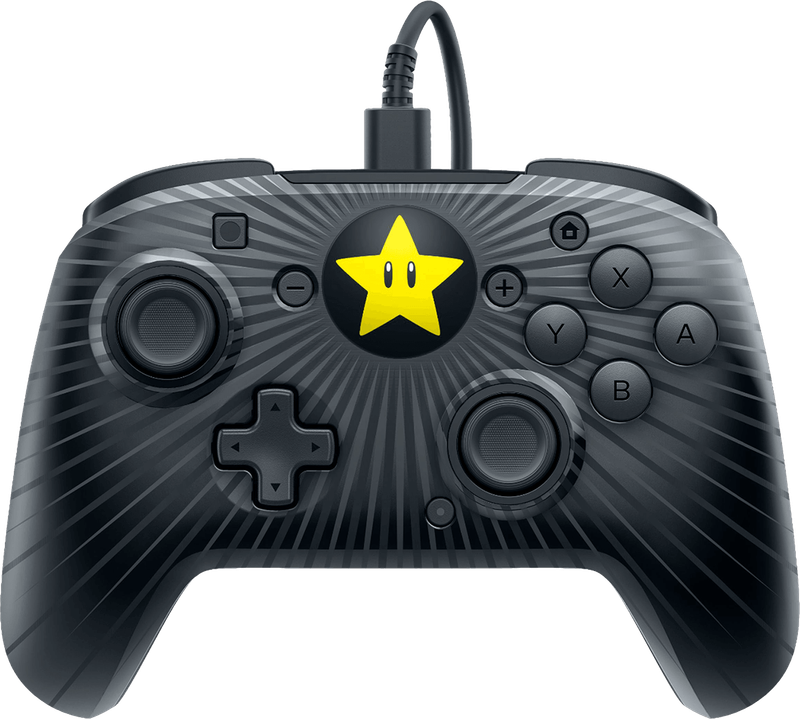Faceoff Wired Pro Controller - Black Super Mario Super Star (NS / Switch)(New) - PDP - Performance
