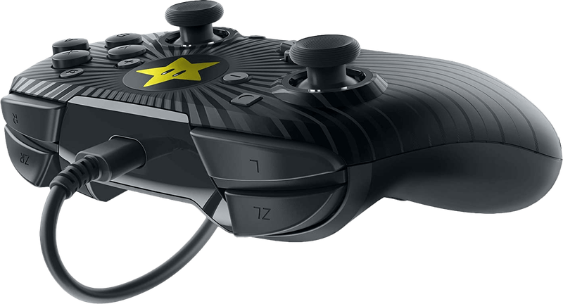 Faceoff Wired Pro Controller - Black Super Mario Super Star (NS / Switch)(New) - PDP - Performance