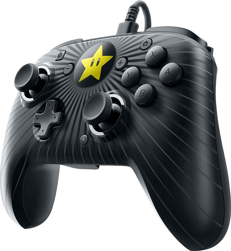 Faceoff Wired Pro Controller - Black Super Mario Super Star (NS / Switch)(New) - PDP - Performance