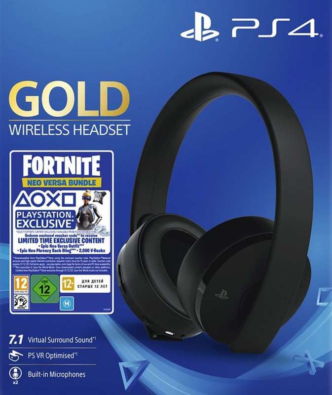 PlayStation 4 Gold Wireless Headset - Black - Fortnite Neo Versa Bundle (PS4 / PS3 / PS Vita)(New)