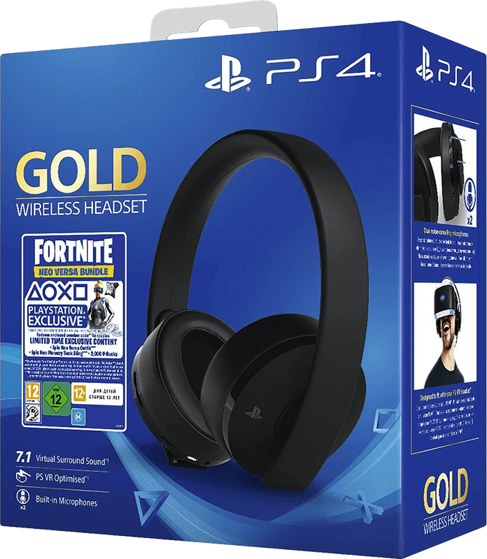 PlayStation 4 Gold Wireless Headset - Black - Fortnite Neo Versa Bundle (PS4 / PS3 / PS Vita)(New)