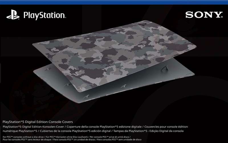 PlayStation 5 Digital Edition Console Cover - Grey Camouflage (PS5)(New) - Sony (SIE / SCE) 1500G