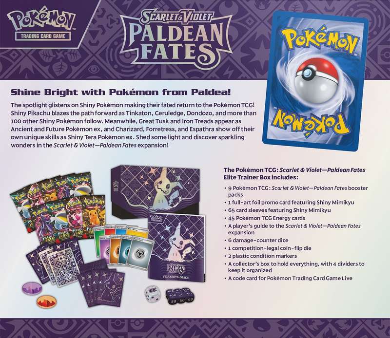 Pokemon TCG: Scarlet & Violet - Paldean Fates Elite Trainer Box (New) - The Pokemon Company 1000G