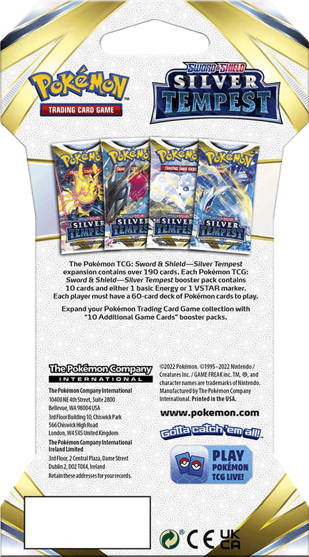 Pokemon TCG: Sword & Shield - Silver Tempest Sleeved Booster Pack (New) - The Pokemon Company 50G