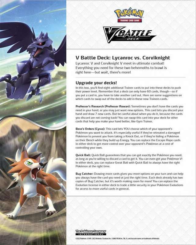 Pokemon TCG: V Battle Deck - Lycanroc V vs. Corviknight V (New) - The Pokemon Company 400G