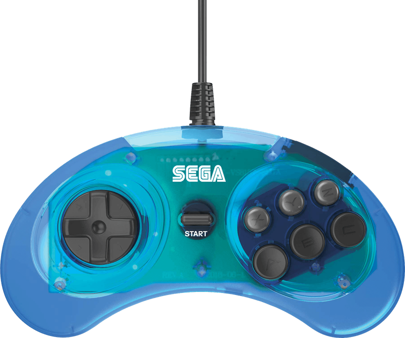 Retro-Bit SEGA Genesis 6 Button Arcade Pad - Clear Blue (SMD)(New) - Retro-Bit 600G