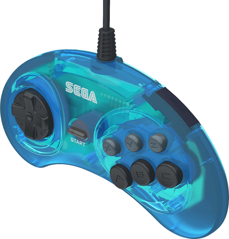 Retro-Bit SEGA Genesis 6 Button Arcade Pad - Clear Blue (SMD)(New) - Retro-Bit 600G