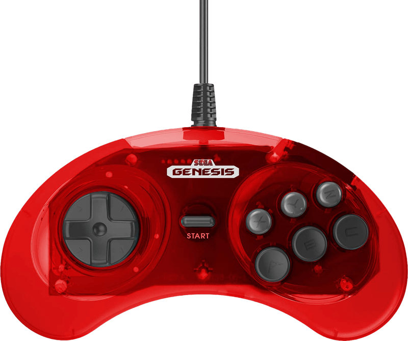 Retro-Bit SEGA Genesis 6 Button Arcade Pad - Crimson Red (SMD)(New) - Retro-Bit 600G