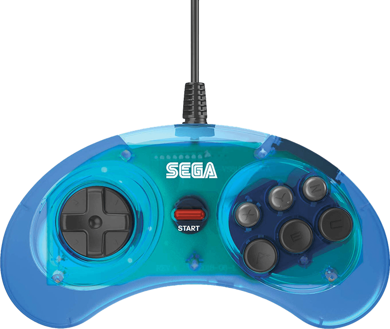 Retro-Bit SEGA Mega Drive 6 Button USB Arcade Pad - Clear Blue (PC)(New) - Retro-Bit 600G