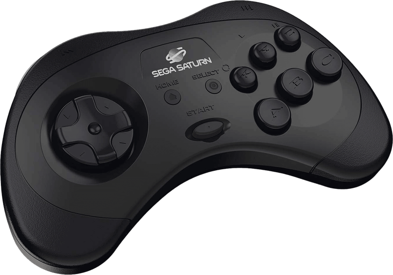 Retro-Bit SEGA Saturn 8 Button 2.4Ghz Wireless Controller v2 - Black (PC / PS3 / SS / Switch)(New)