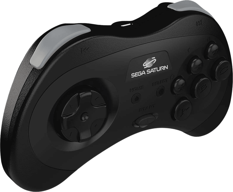Retro-Bit SEGA Saturn 8 Button 2.4Ghz Wireless Controller v2 - Black (PC / PS3 / SS / Switch)(New)