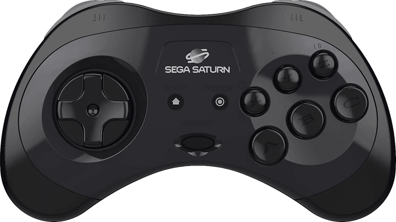Retro-Bit SEGA Saturn 8 Button Wireless Bluetooth Controller - Black (PC / PS3 / Switch)(New) -