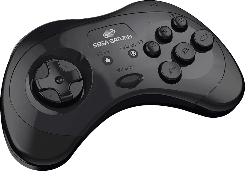 Retro-Bit SEGA Saturn 8 Button Wireless Bluetooth Controller - Black (PC / PS3 / Switch)(New) -