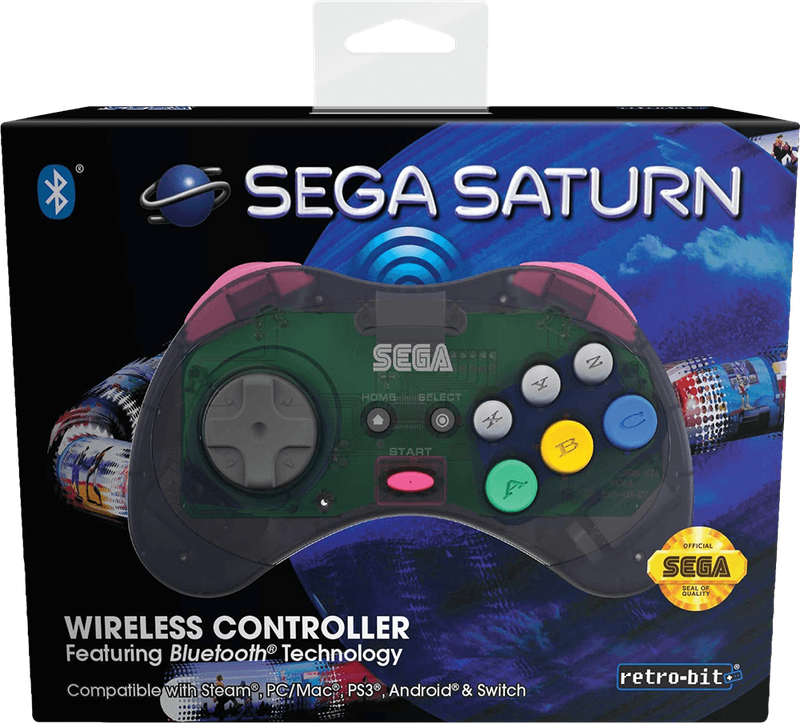 Retro-Bit SEGA Saturn 8 Button Wireless Bluetooth Controller - Slate Grey (PC / PS3 / Switch)(New)