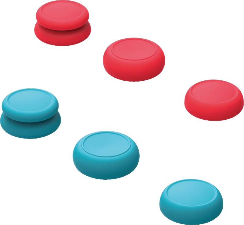 Skull & Co. Nintendo Switch Joy-Con Controller Thumb Grips Set - Neon Red / Neon Blue (NS /