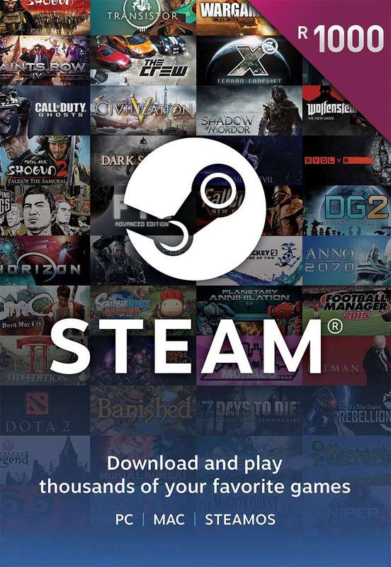 Steam Wallet: R1000 Top Up Voucher [Digital Code] - Steam