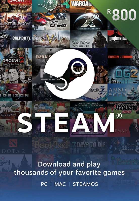 Steam Wallet: R800 Top Up Voucher [Digital Code] - Steam