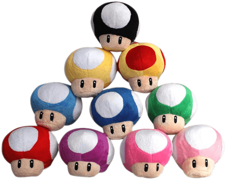 Super Mario - 6.5cm Mushroom Plush Keychain (New) - Various 50G