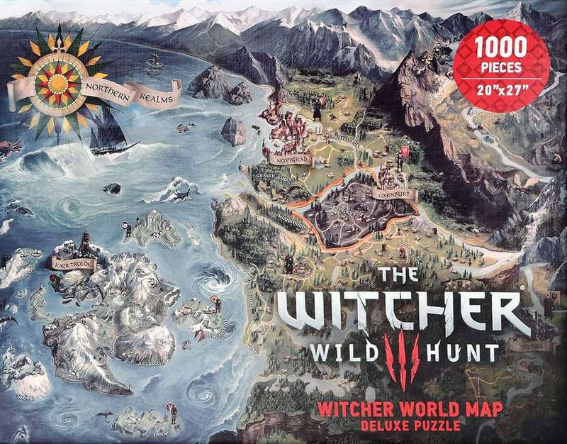 Witcher III, The: Wild Hunt - Witcher World Map - 1000 Piece Deluxe Puzzle (New) - Dark Horse