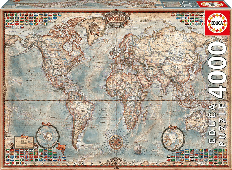 The World: Executive Map - 4000 Piece Puzzle (New) - Educa Borras 2500G