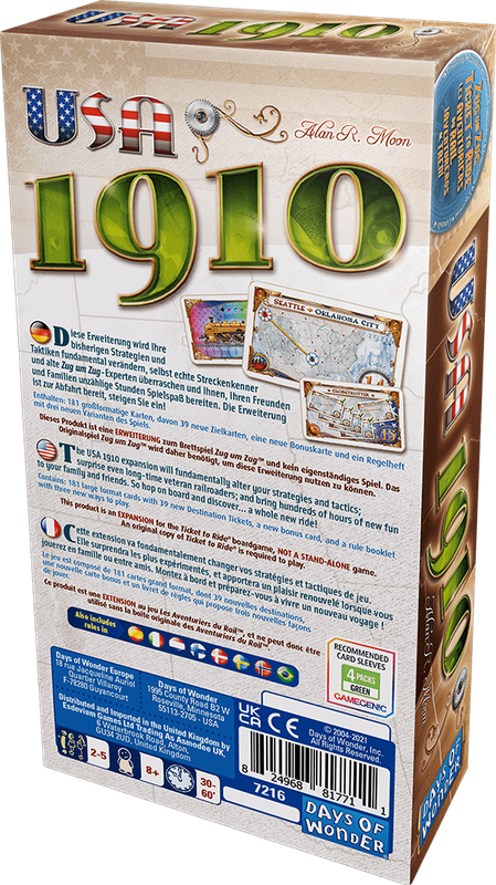 Ticket to Ride: USA 1910 Expansion (New) - Days of Wonder 500G