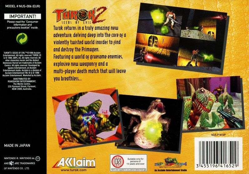 Turok 2: Seeds of Evil (Cart Only)(N64)(Pwned) - Acclaim 130G
