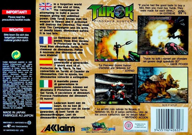 Turok: Dinosaur Hunter (Cart Only)(N64)(Pwned) - Acclaim 130G